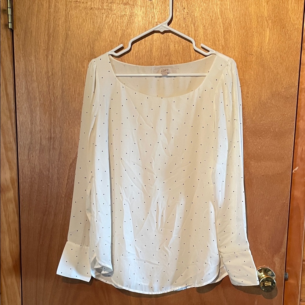 LOFT Ivory Blouse with Black Dots